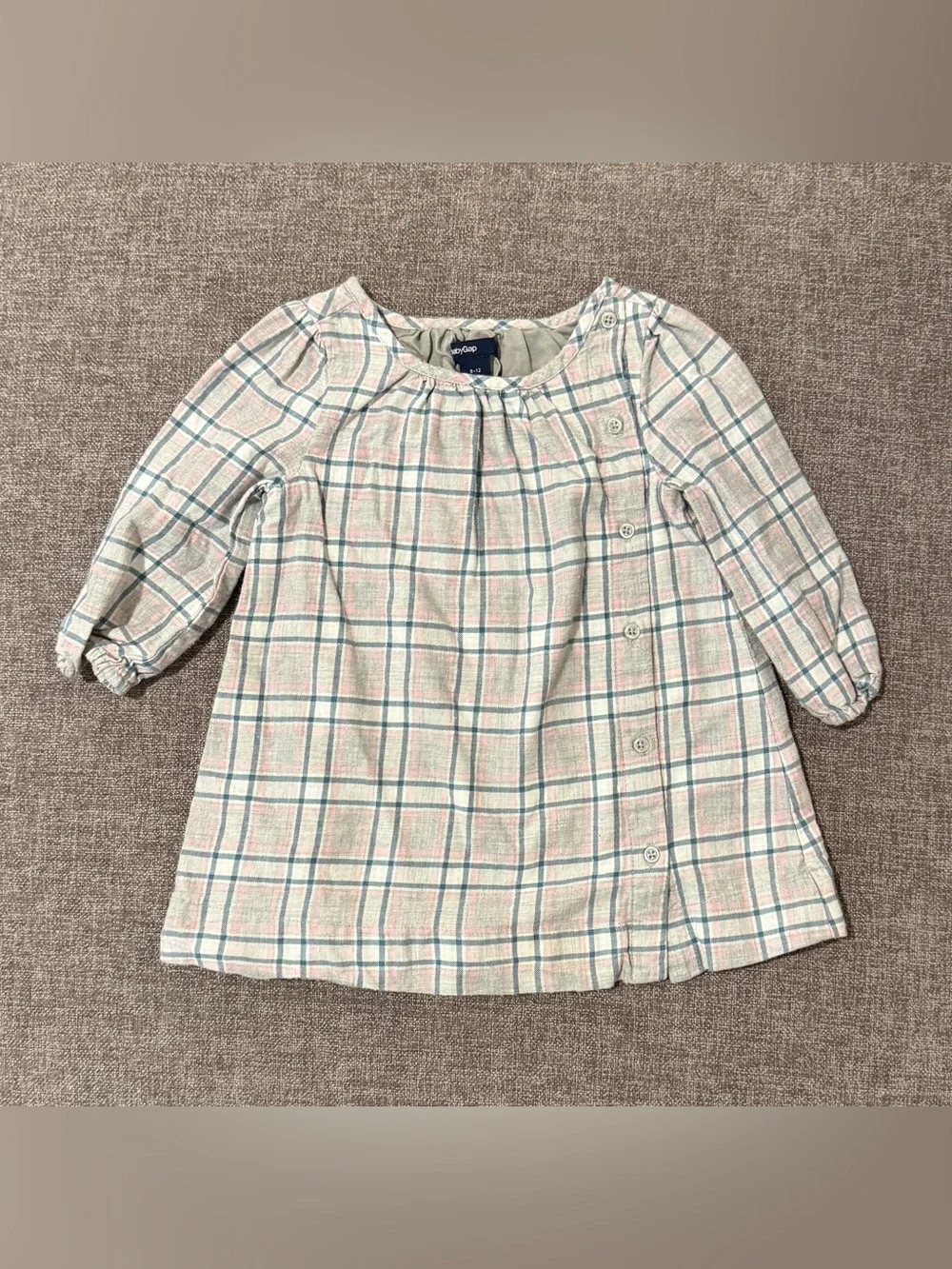 Baby GAP Plaid Button-Front Long Sleeve Dress - 6-12m